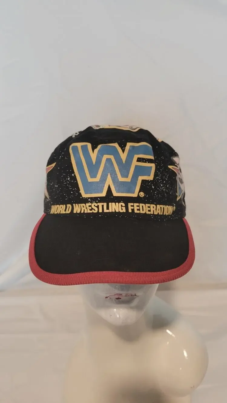 Vintage 1991 WWF Titan Sports All Over Print Wrestling Hat Legion of Doom Hogan